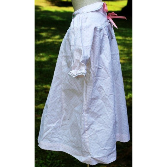 1950s Inspired Baby Girl Dress Handmade Pink Polka Dots Embroidered Flowers - Picture 6 of 6